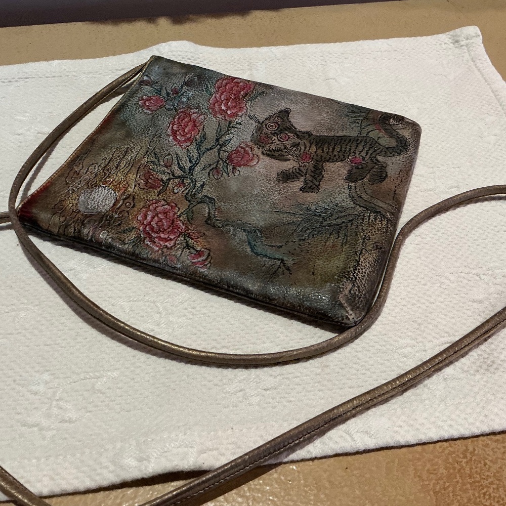 Handpainted Leather Crossbody (signed by artist)